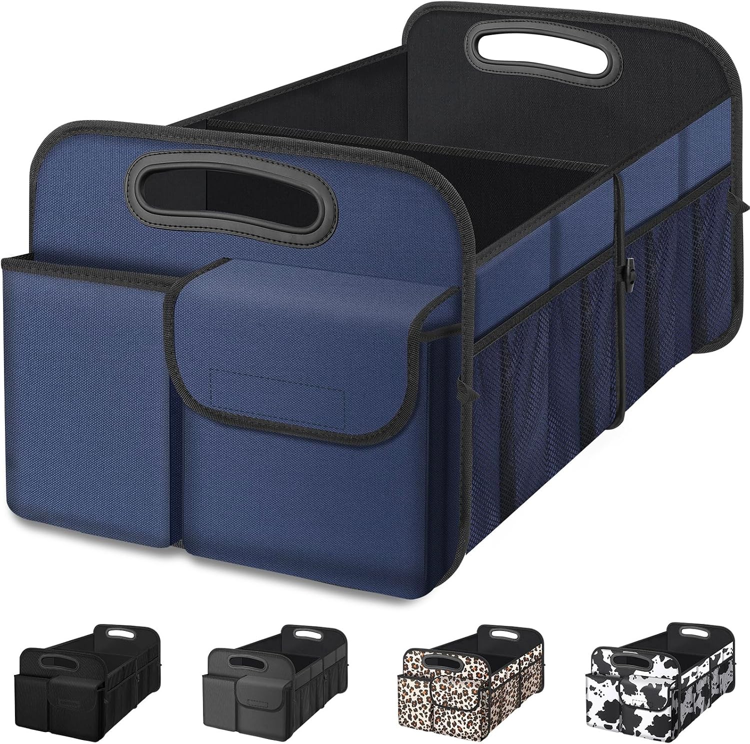 Car Trunk Organizer, Collapsible, Waterproof, Non-Slip, Blue, 52L, 5 Compartment