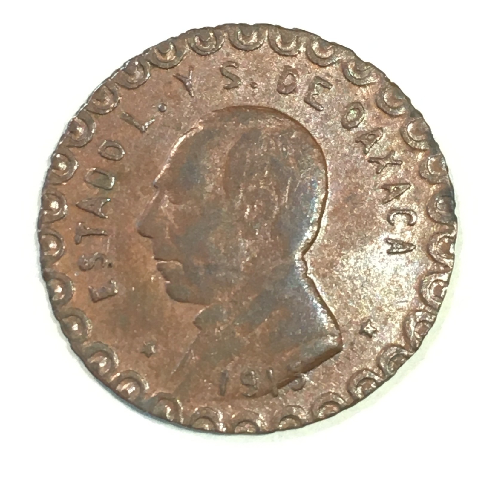 1915 Oaxaca Mexico Revolution 3 Centavo Obv Stars, Rnd 3, w/TM, Corded #R124