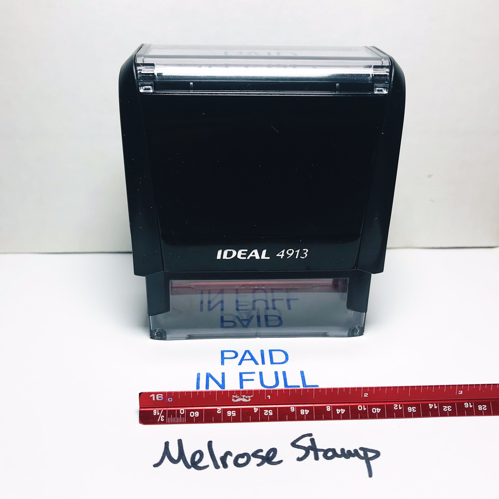 Paid In Full Rubber Stamp Blue Ink Self Inking Ideal 4913