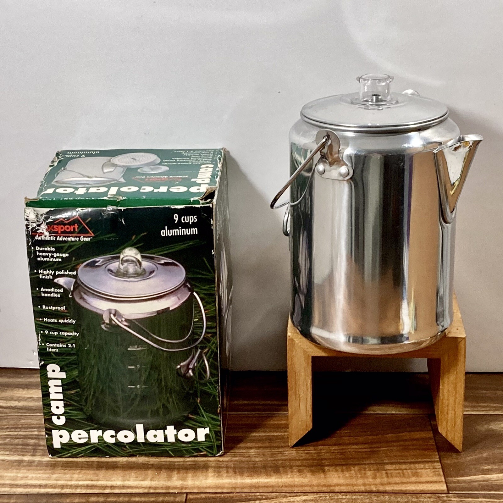Texsport Camp Percolator 9-Cups Heavi-gauge Aluminum New in Box READ