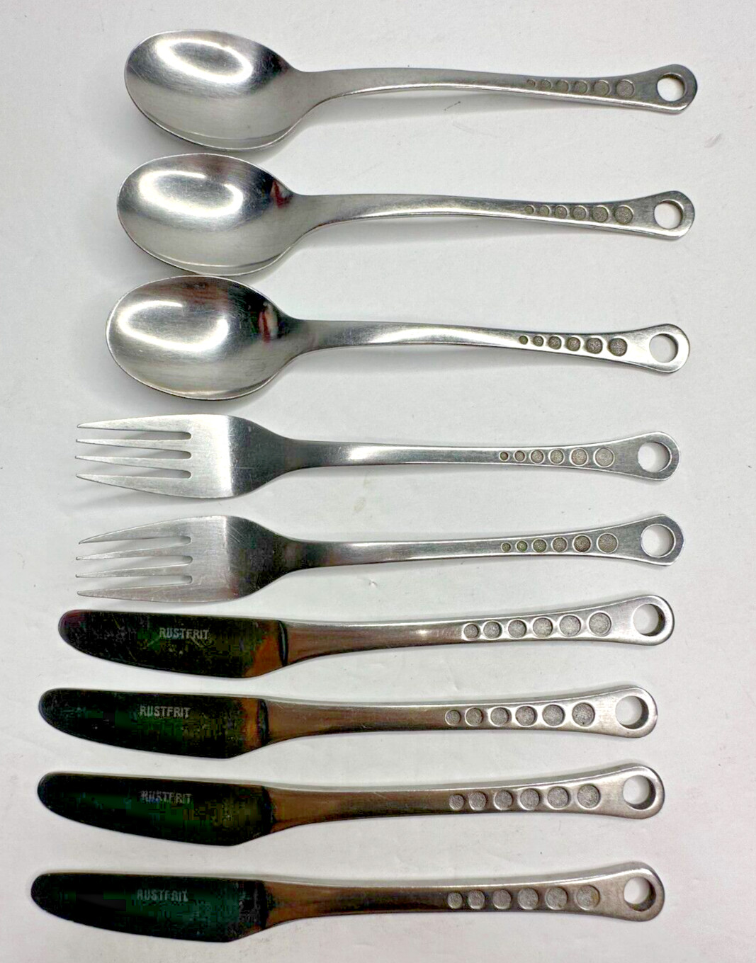 Rustfrit Sweden Circles Stainless Flatware Replacement Fork Knife Spoon 9 Pc