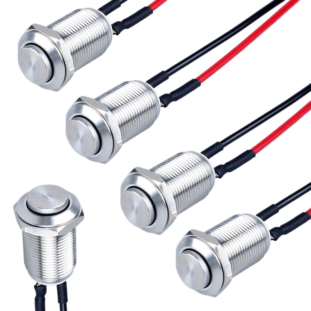 5 pcs 12mm Round Small Momentary Push Button Switch Waterproof Stainless Steel