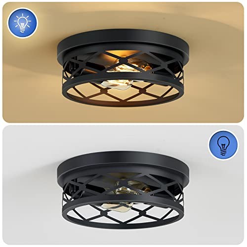 2 Pack Flush Mount Ceiling Light,Black 2-Light 10.7in 2-Light Ceiling Light