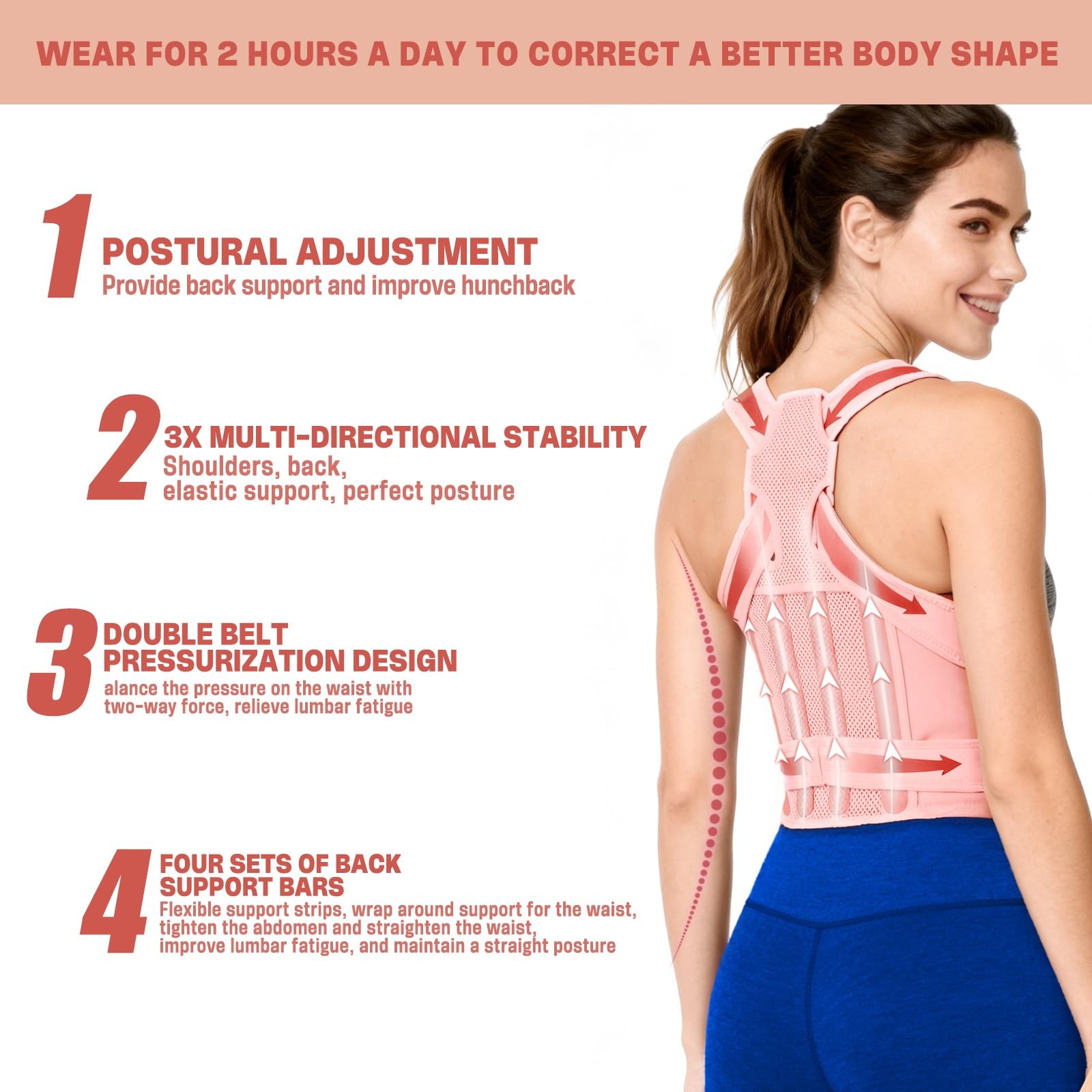 Back Brace & Posture Corrector for Women and Men,Adjustable Back Support for ...
