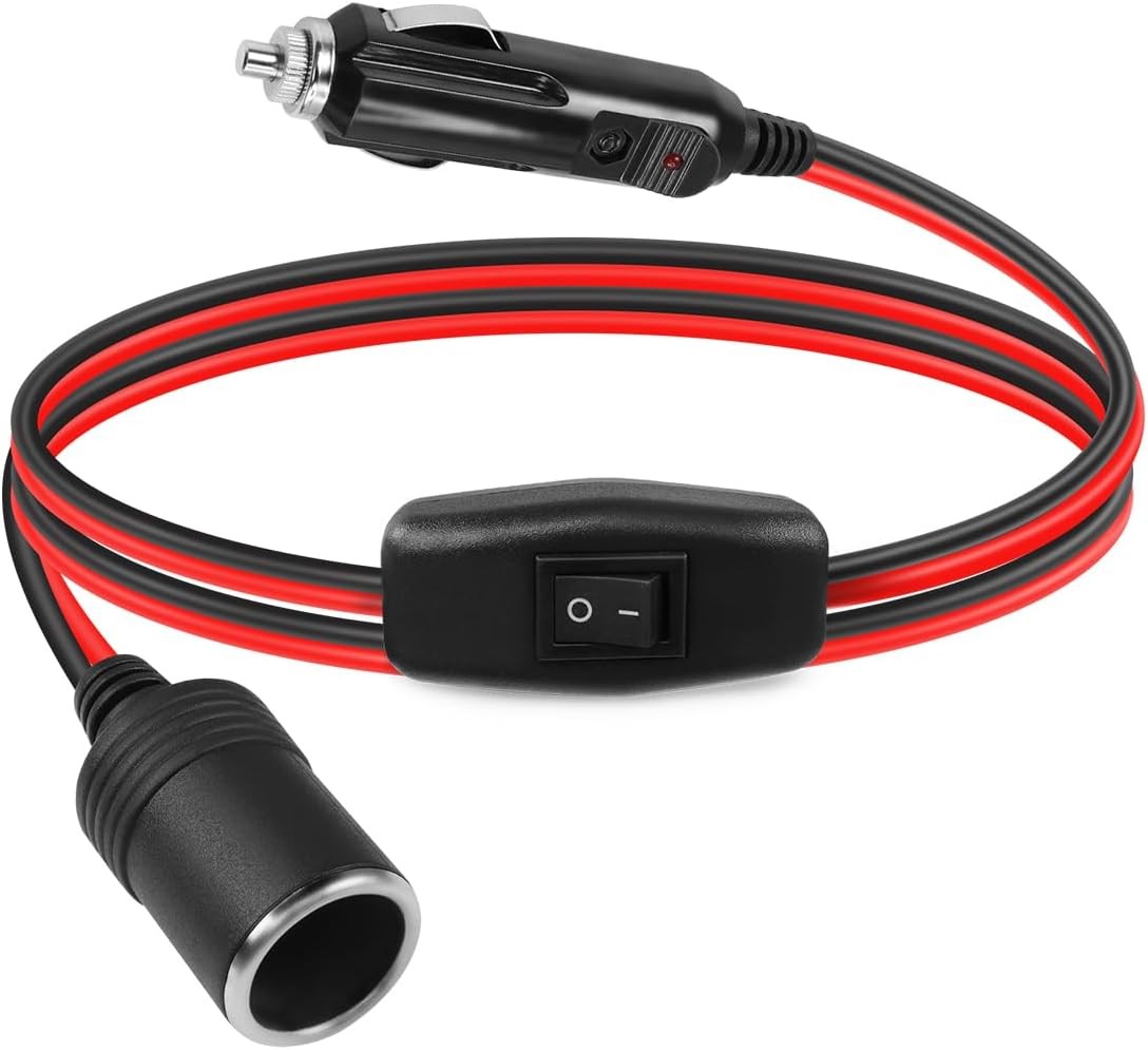 Cigarette Lighter Extension Cord with ON/Off Switch, 12V Cigarette Color: 0.6M