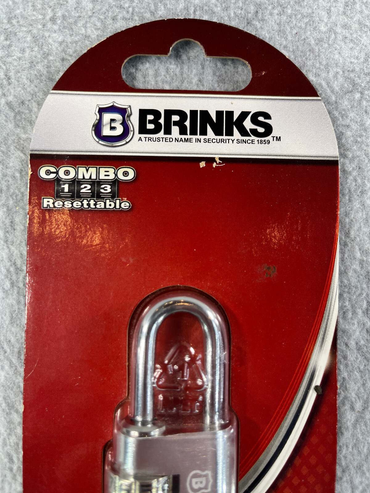 BRINKS 3-Dial Resettable Combo Keyless Easy-to-Use Security Padlock #165-50056
