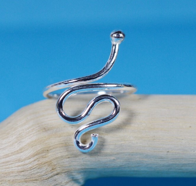 Women's Valentine's New Style Solid Metal Adjustable Snake Toe Ring 925 SS