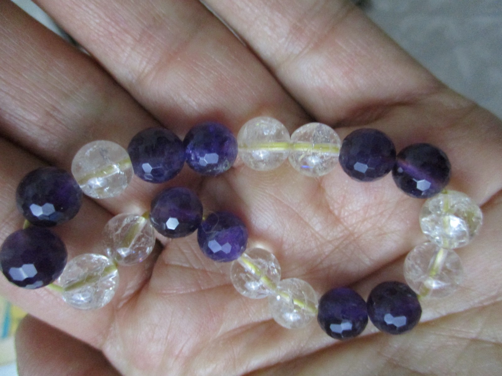 Amethyst gemstone stretch bracelet birthstone hippy rocks