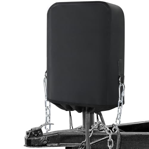 RV Electric Tongue Jack Cover – Heavy-Duty Waterproof Design with Chain black