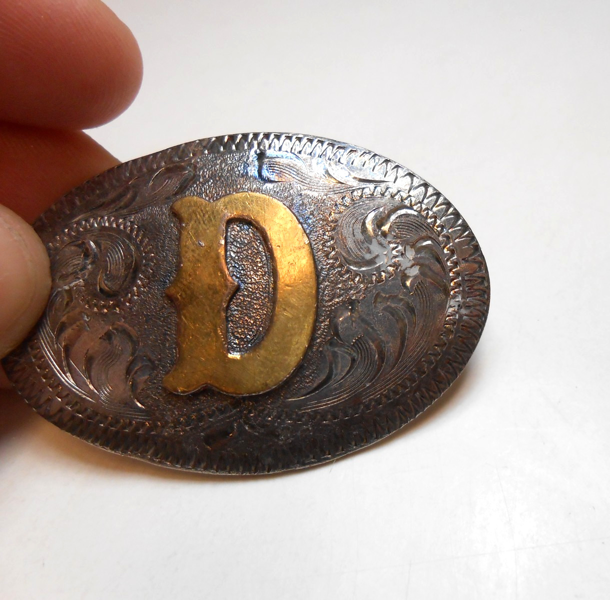 Vtg Western Style Horse Conchos Mexico Silver Overlay 4 Conchos Letter "D"