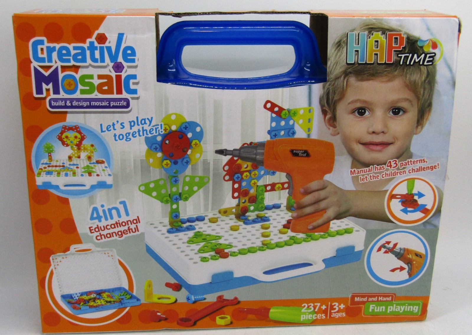 HAP Time Creative Mosaic #608 4-In1 Educational Build & Design Kit With Drill
