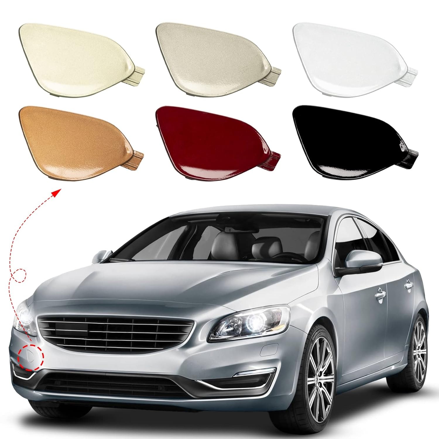 Front Bumper Tow Hook Cover Towing Eye Cap Fit for Volvo S60 S60L V60 2014 2015
