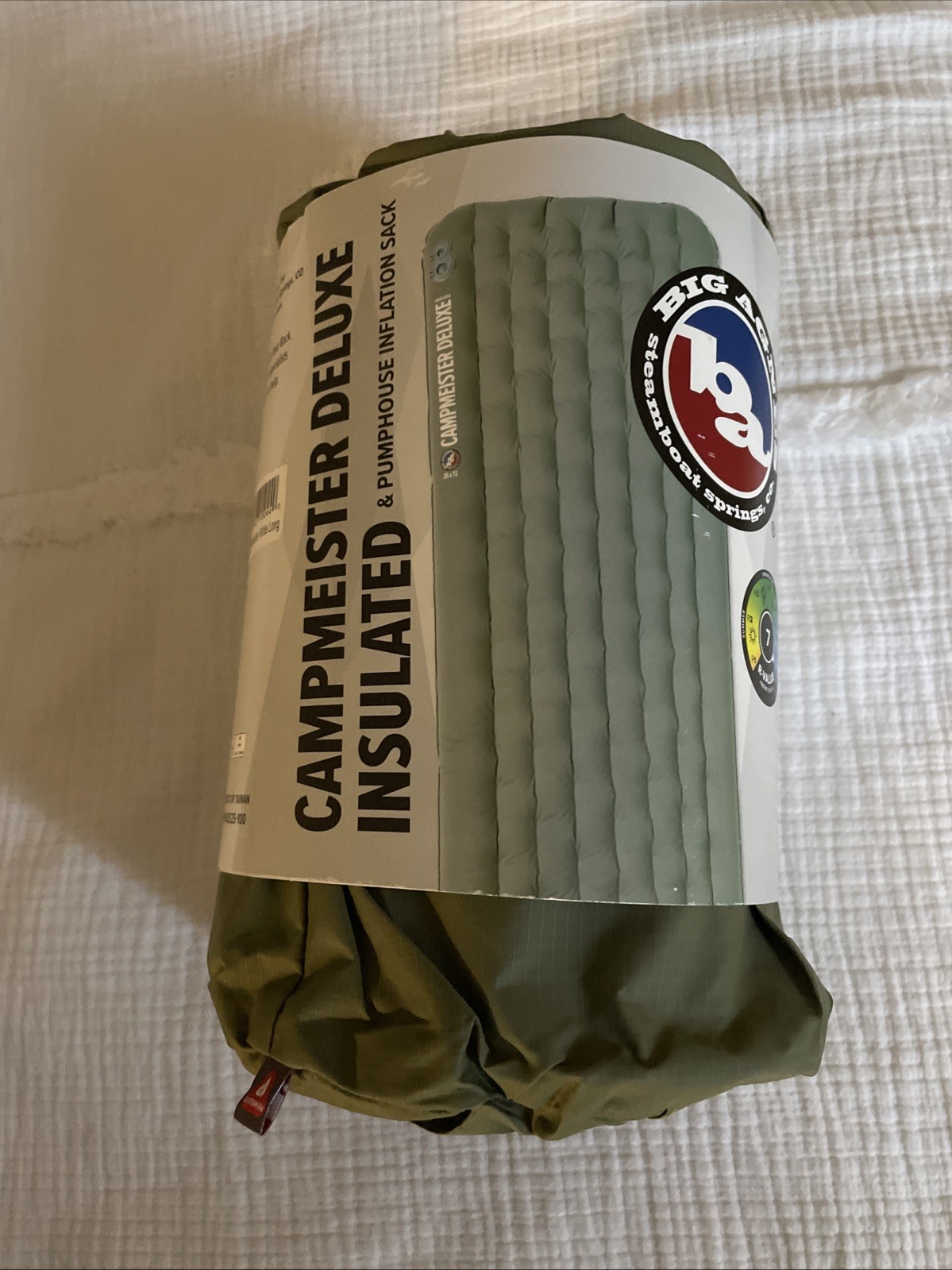 NEW Big Agnes Campmeister Deluxe Insulated Sleeping Pad, Deep Lichen Green 25x78