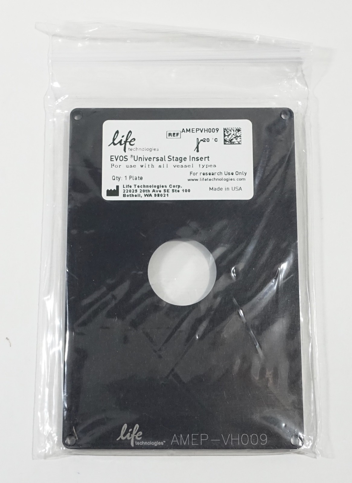 THERMO Life Vessel Holder For EVOS XL Core: Universal stage insert PN: AMEPVH009