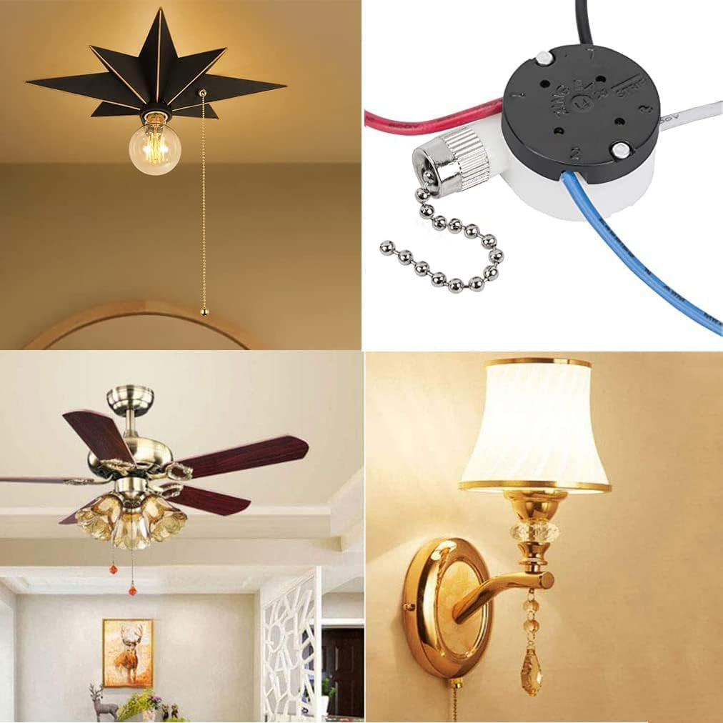 Ceiling Fan Switch Zing Ear Ze-208S E89885 3 Speed 4 Wire Pull Chain Switch Fan