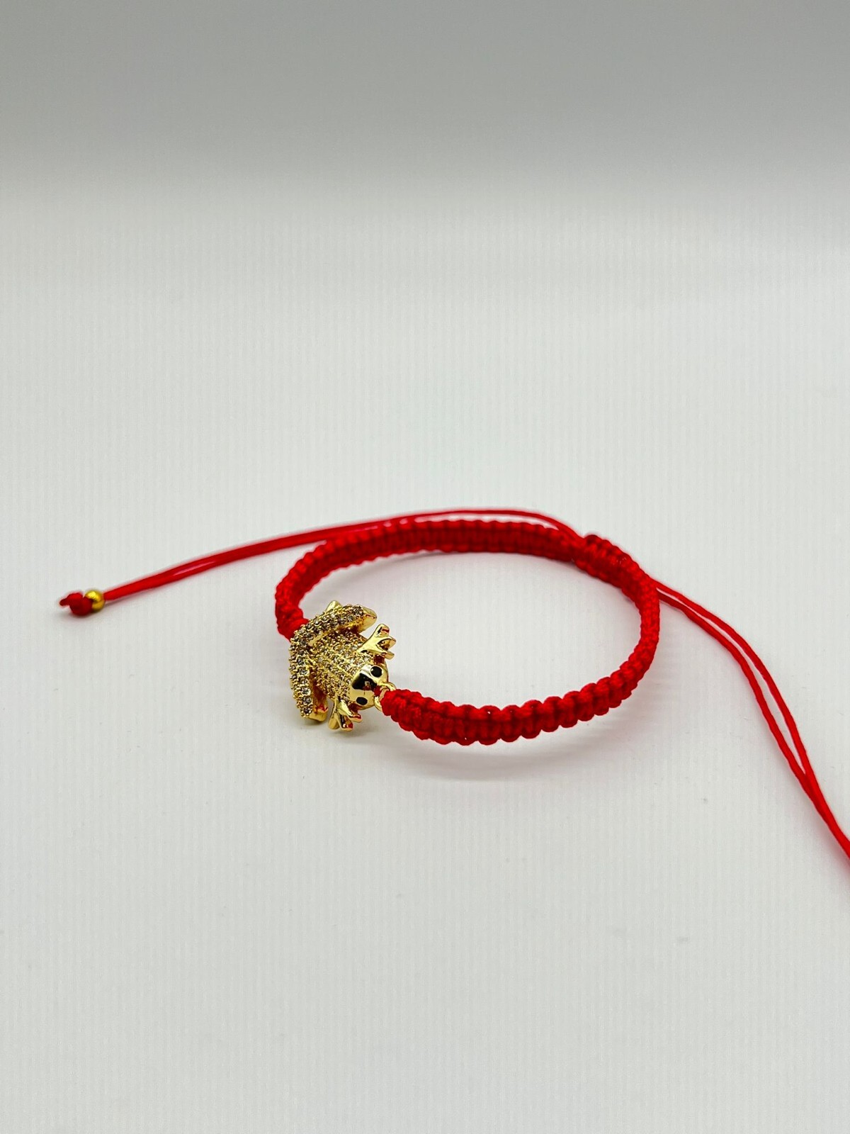 Red Cord Bracelet Braided Textile Frog