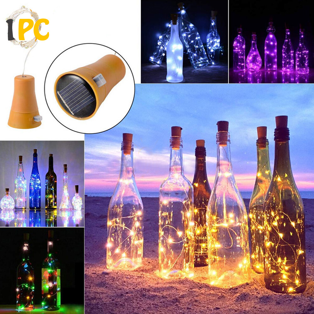 20LED Solar Wine Bottle Cork Shaped String Fairy Lights Nights Lamps Xmas 2M