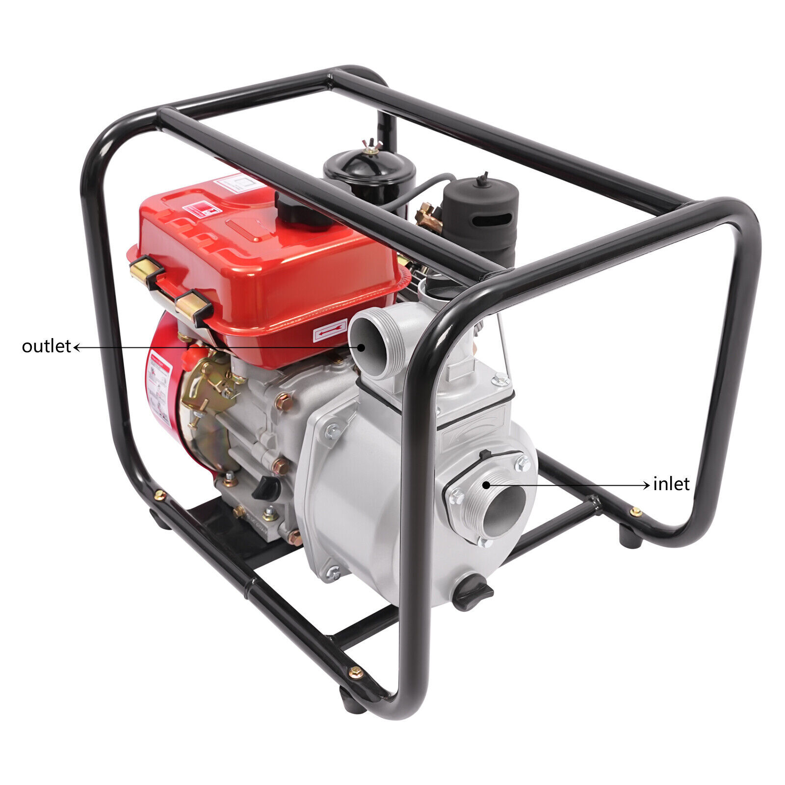 196CC Water Pump W/pipe,4l/1.06gal Diesel Powered 3600rpm Water Transfer Pump