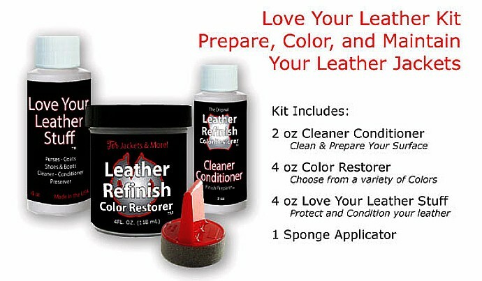 Leather finish color Restorer ® Dark Brown Jacket Kit ~ Complete 4 pc 4 oz kit