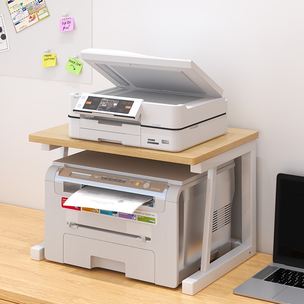 2Tier Under Desk Printer Table Wood Desktop Printer Stand Printer Shelf for Home