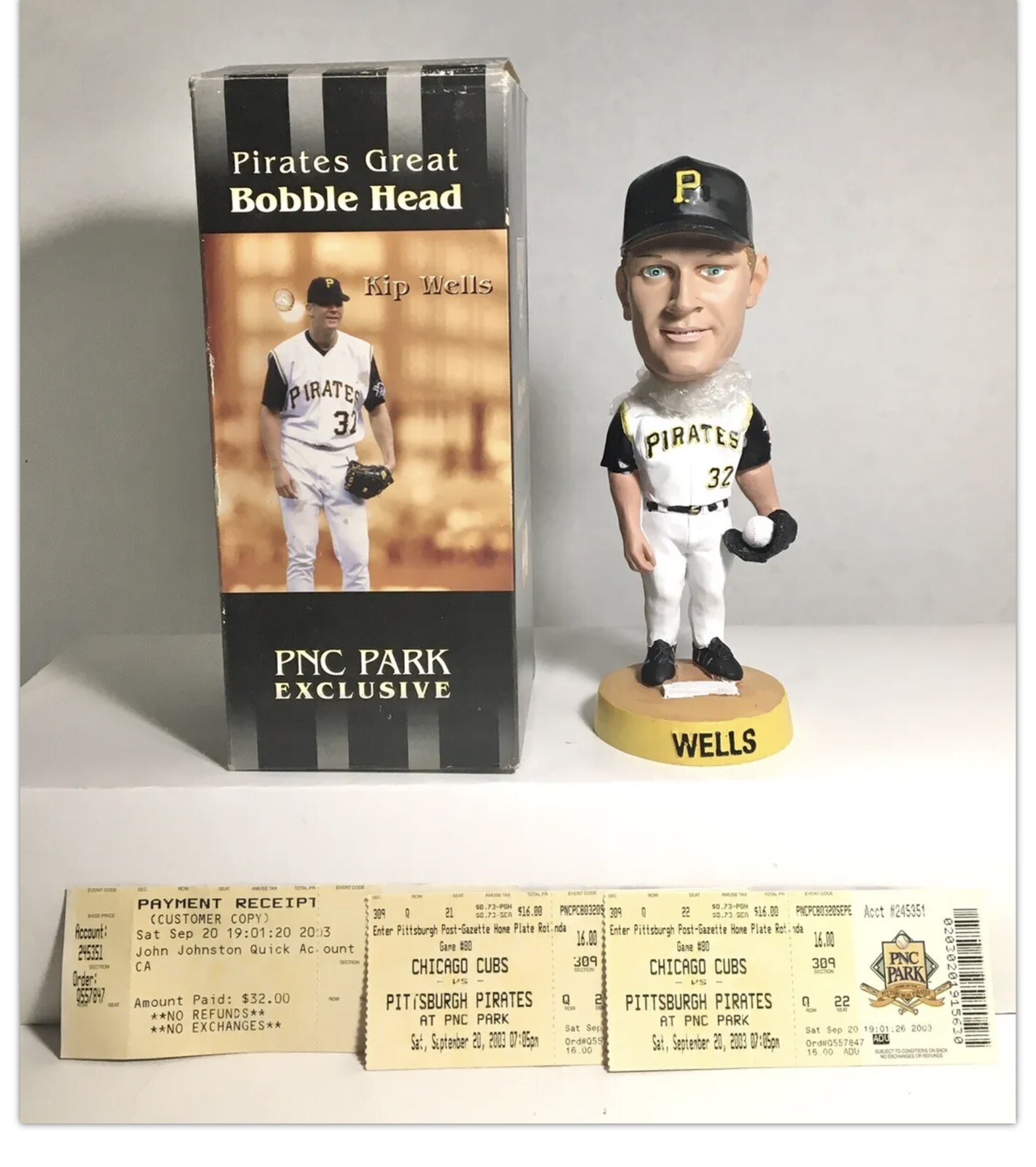 Kip Wells #32 - Pittsburgh Pirates Bobblehead - PNC Park SGA 2003 BRAND NEW - D3