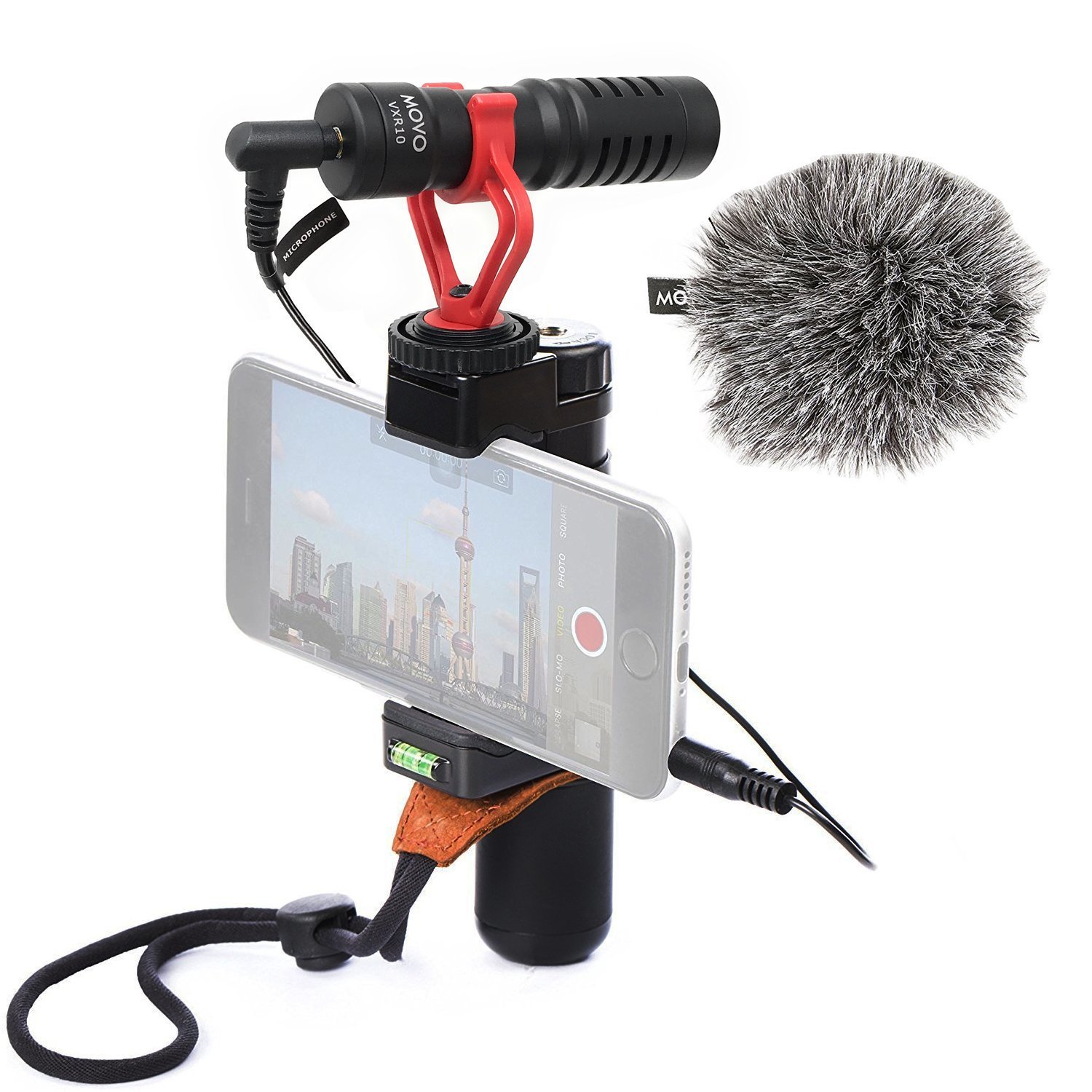 Movo Smartphone Video Rig w/ Microphone, Grip, & Strap for iPhone 8, X, & More