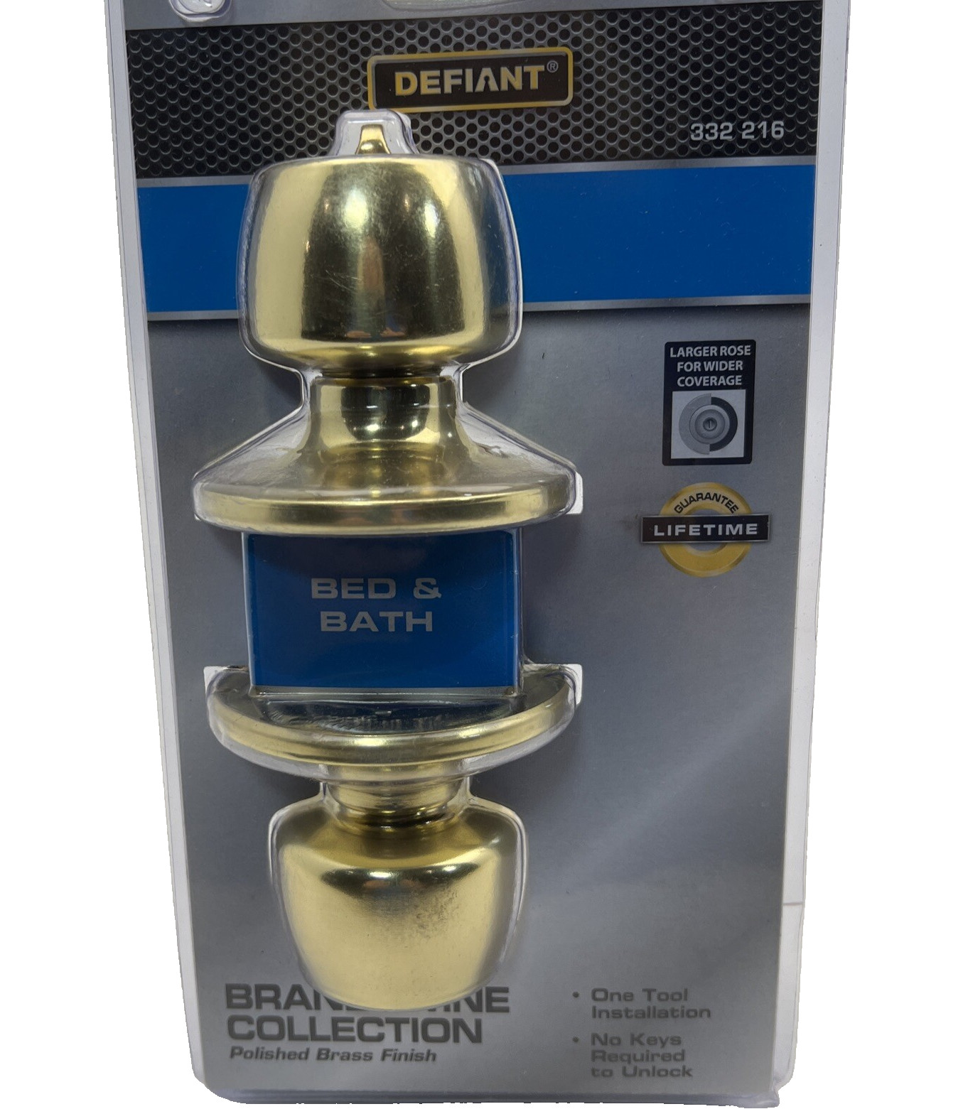 Bed Bath Door Knob In Polished Brass Defiant Brandywine 332 216 New