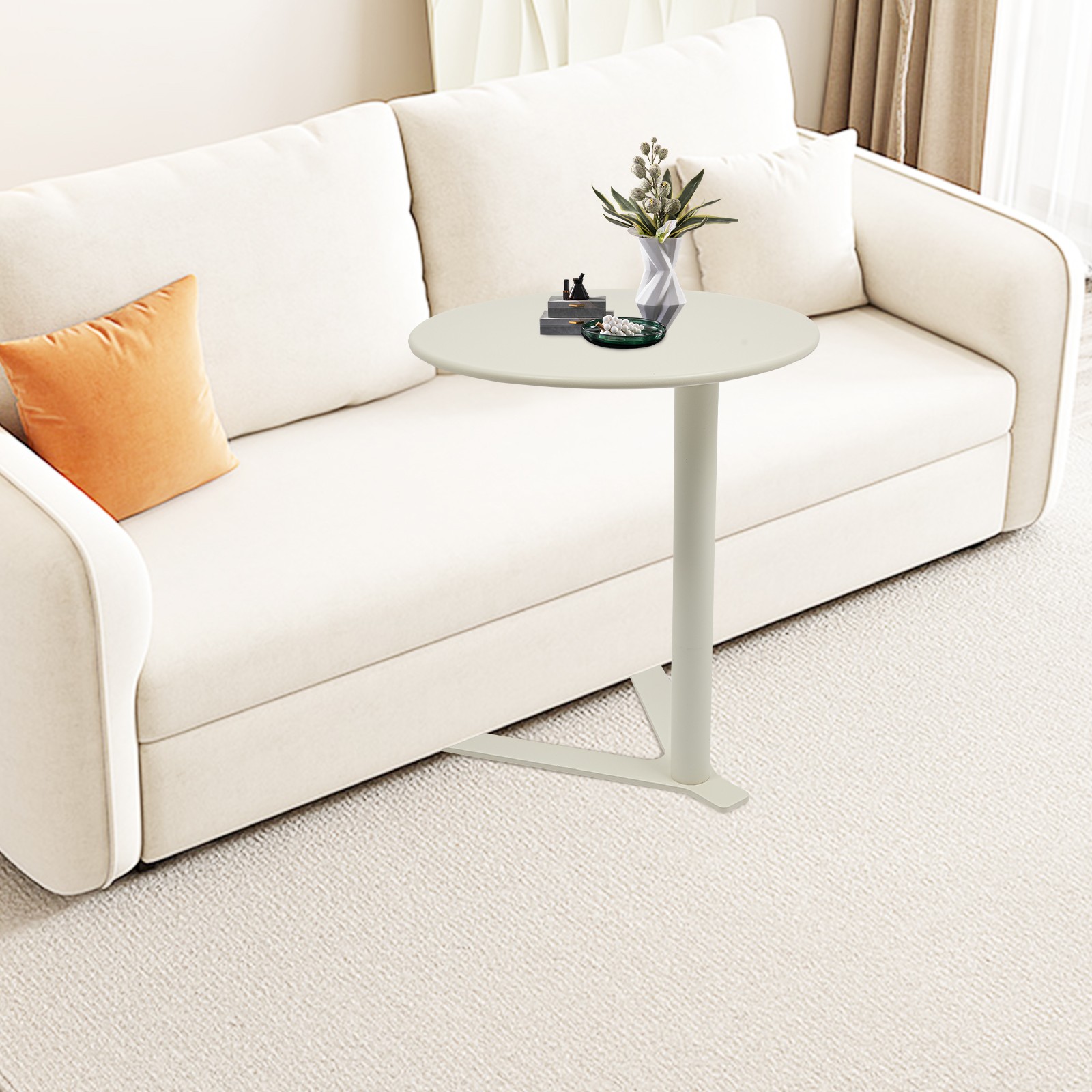 Round Side Table with Y-shaped Base for Small Spaces Decor Modern Couch End Desk