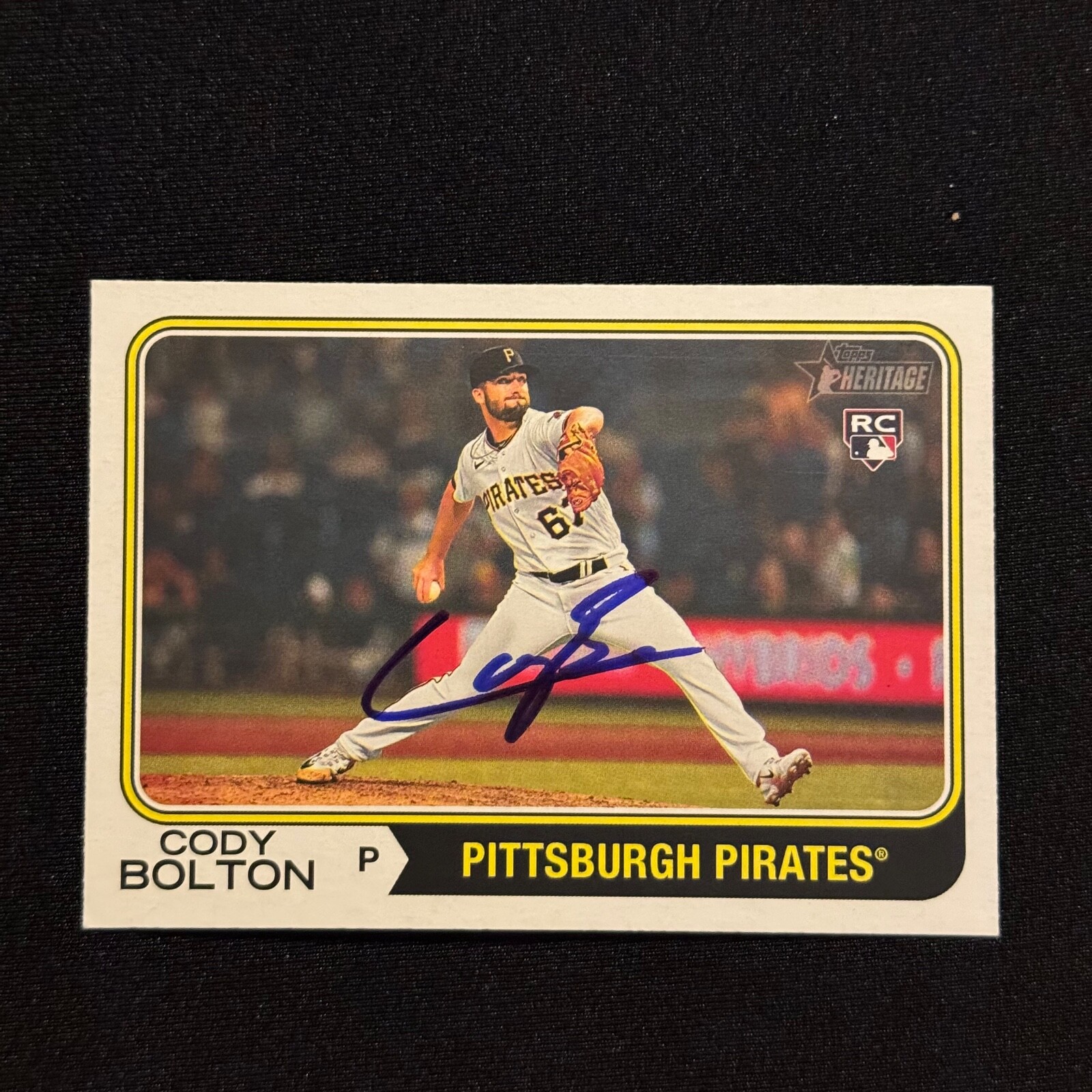 CODY BOLTON Signed Autographed 2023 Topps Heritage Baseball Card Pirates RC #607