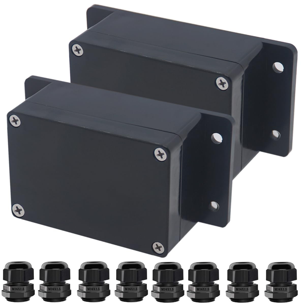 IP67 Waterproof Junction Box Outdoor Electrical Project Box ABS Black Enclosure