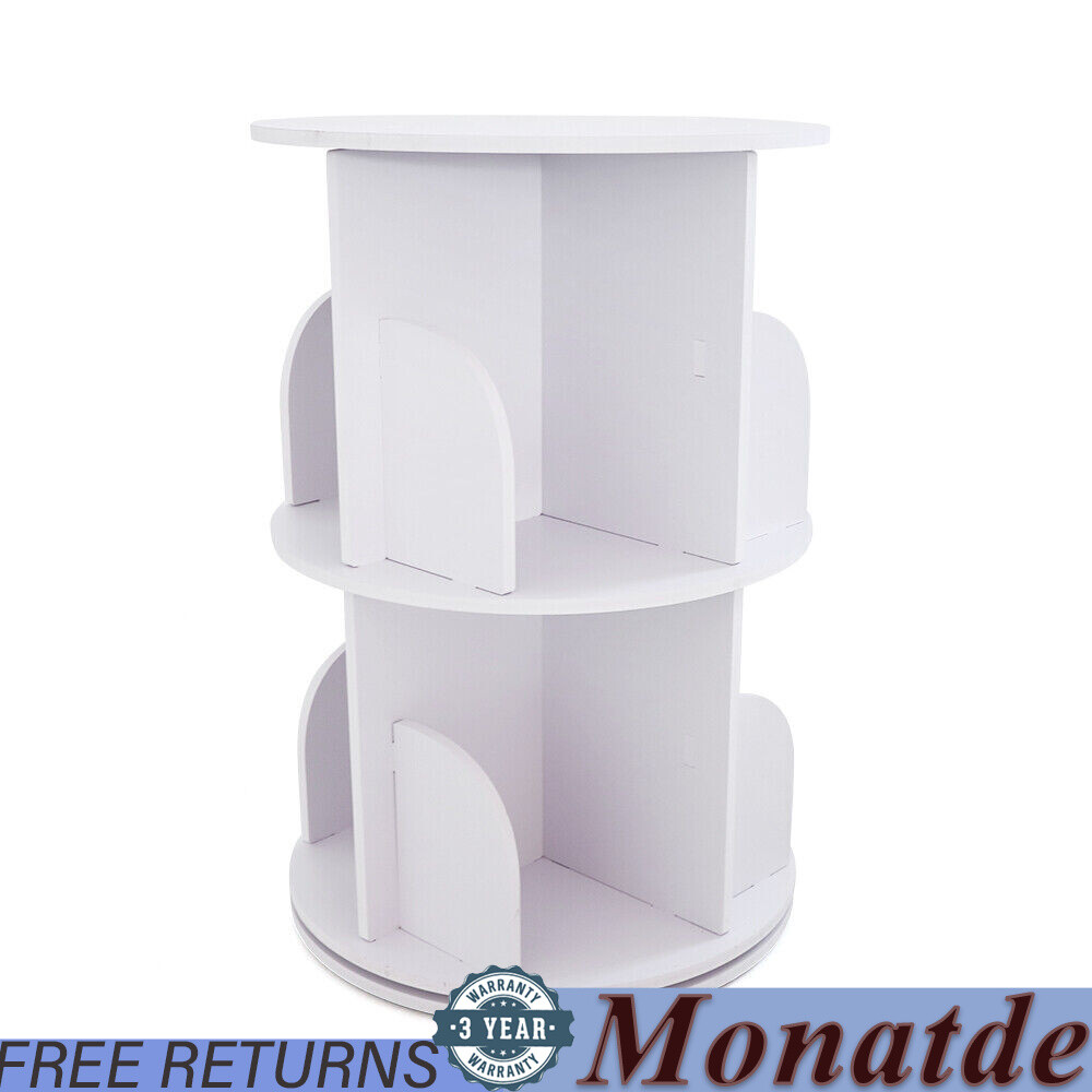 360° 2-Layer Rotating Bookshelf Bookcase,Freestanding Storage Shelf Display Rack