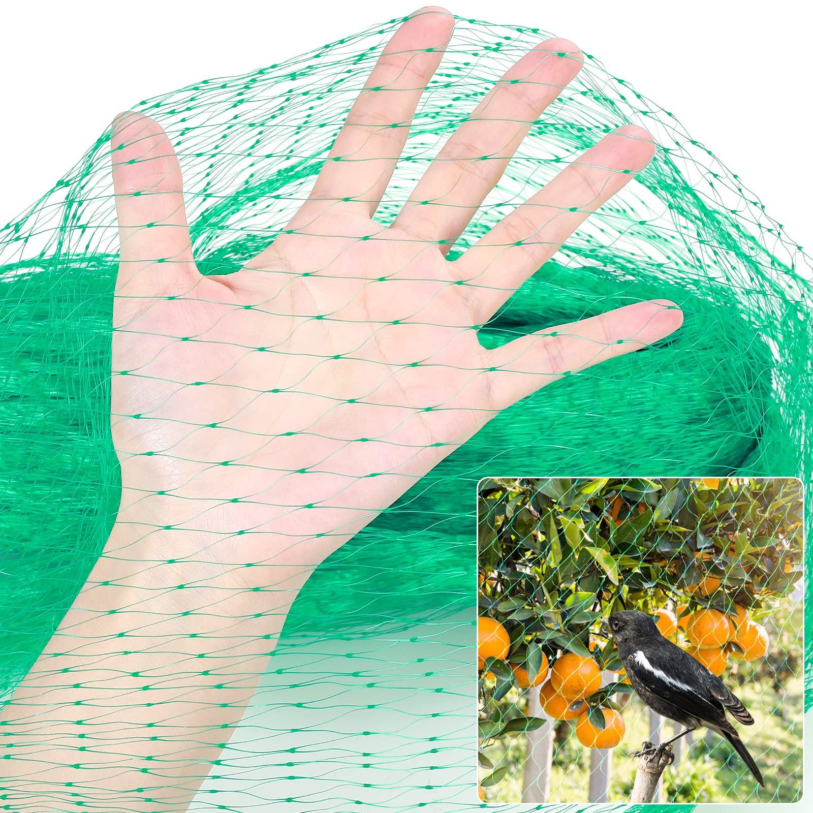 Kikhope Anti Bird Netting, 16.5 ft x 66 Garden Plant 16.5ft x 66ft, Green