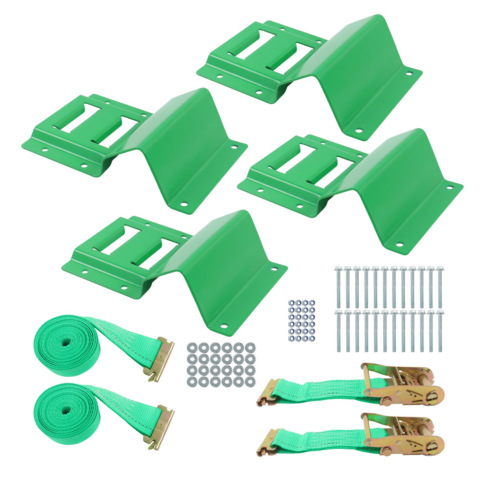 LABLT 15' Green Ratchet Straps E Track Wheel Chock Tie Down System For Trailer