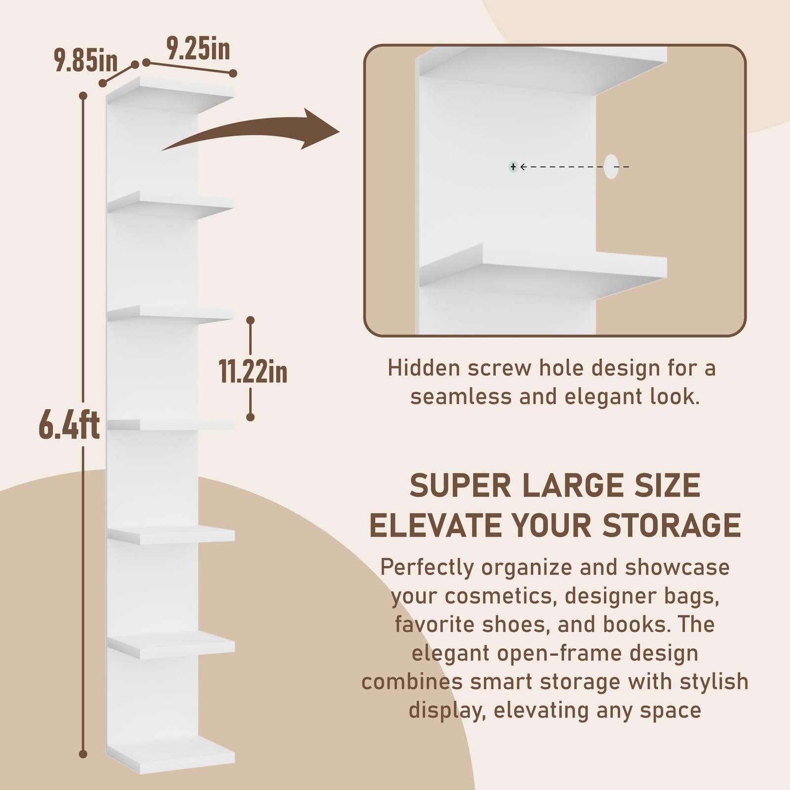 7 Tier Wall Shelf Unit, Floating Shelves for Storage Home Display, Versatile ...