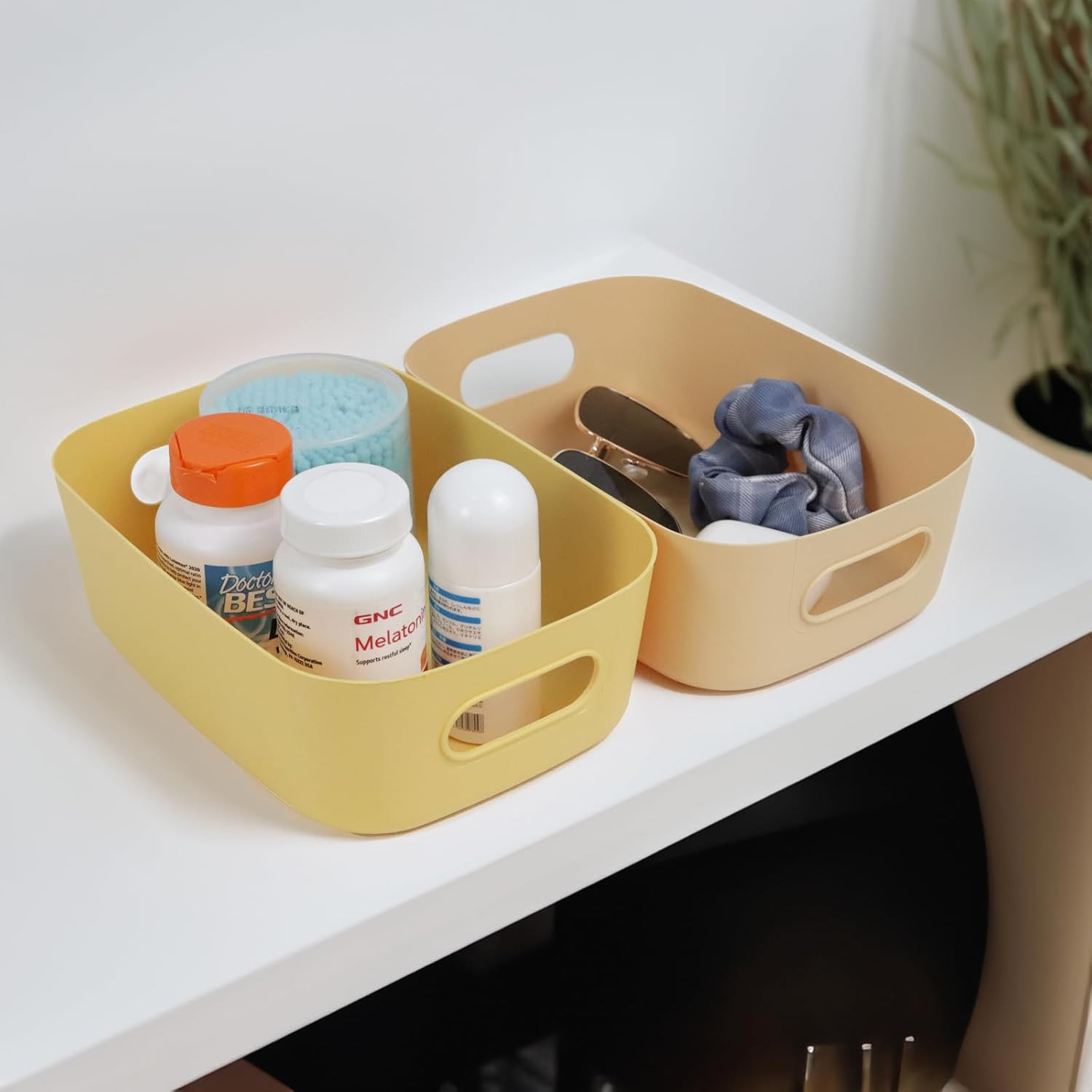 8 Pack Small Drawer Organizer Bins, Plastic Storage Bins Storage Containers for