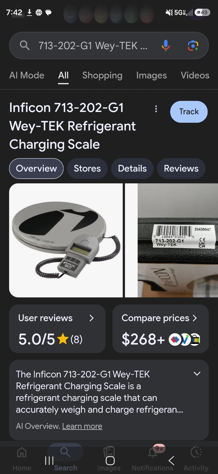Inficon Wey-TEK Digital Charging Scale 220 lb w/ Carrying Case & Service Manual