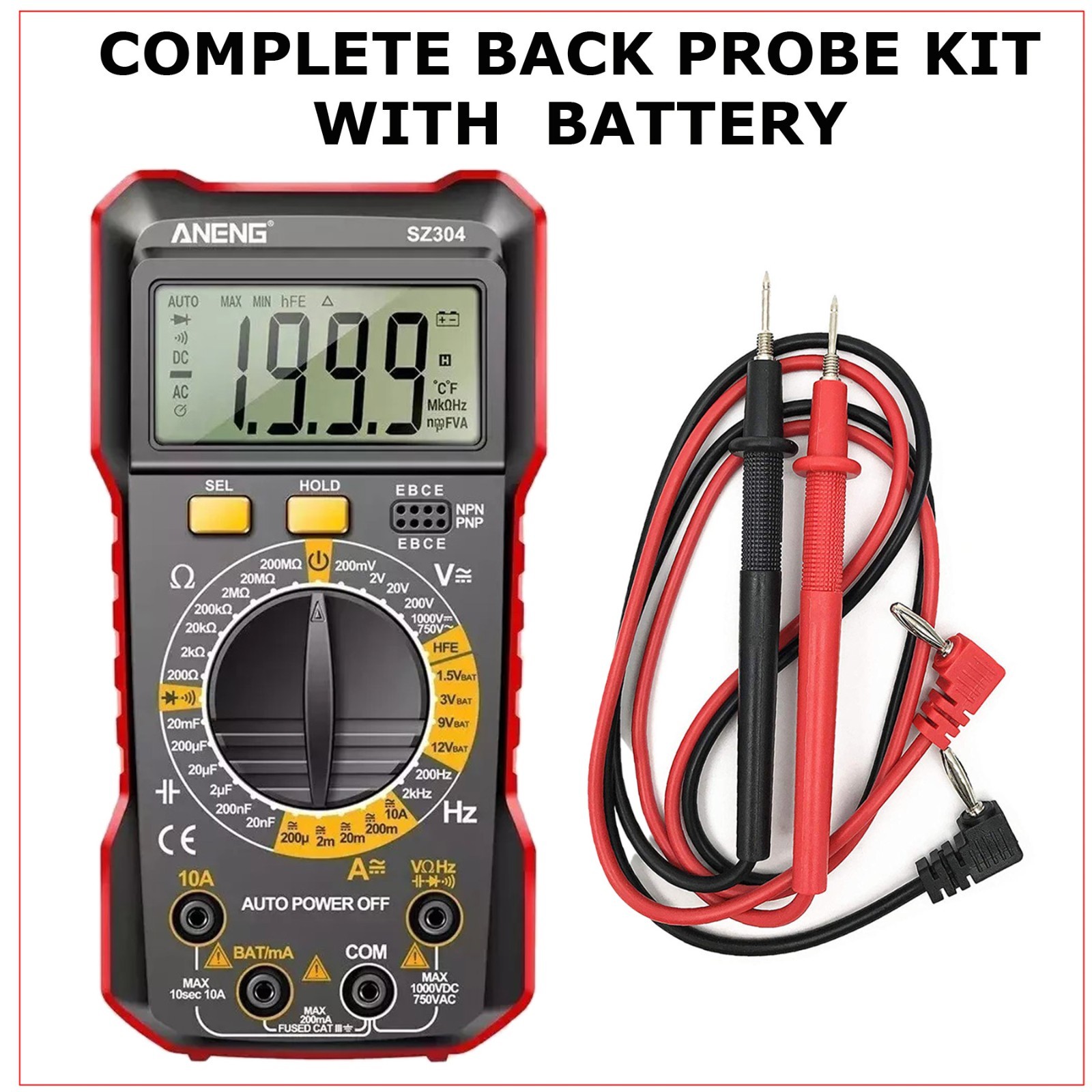 Digital Multimeter LCD Voltmeter Ammeter Ohmmeter Volt AC DC Tester Leads Meter