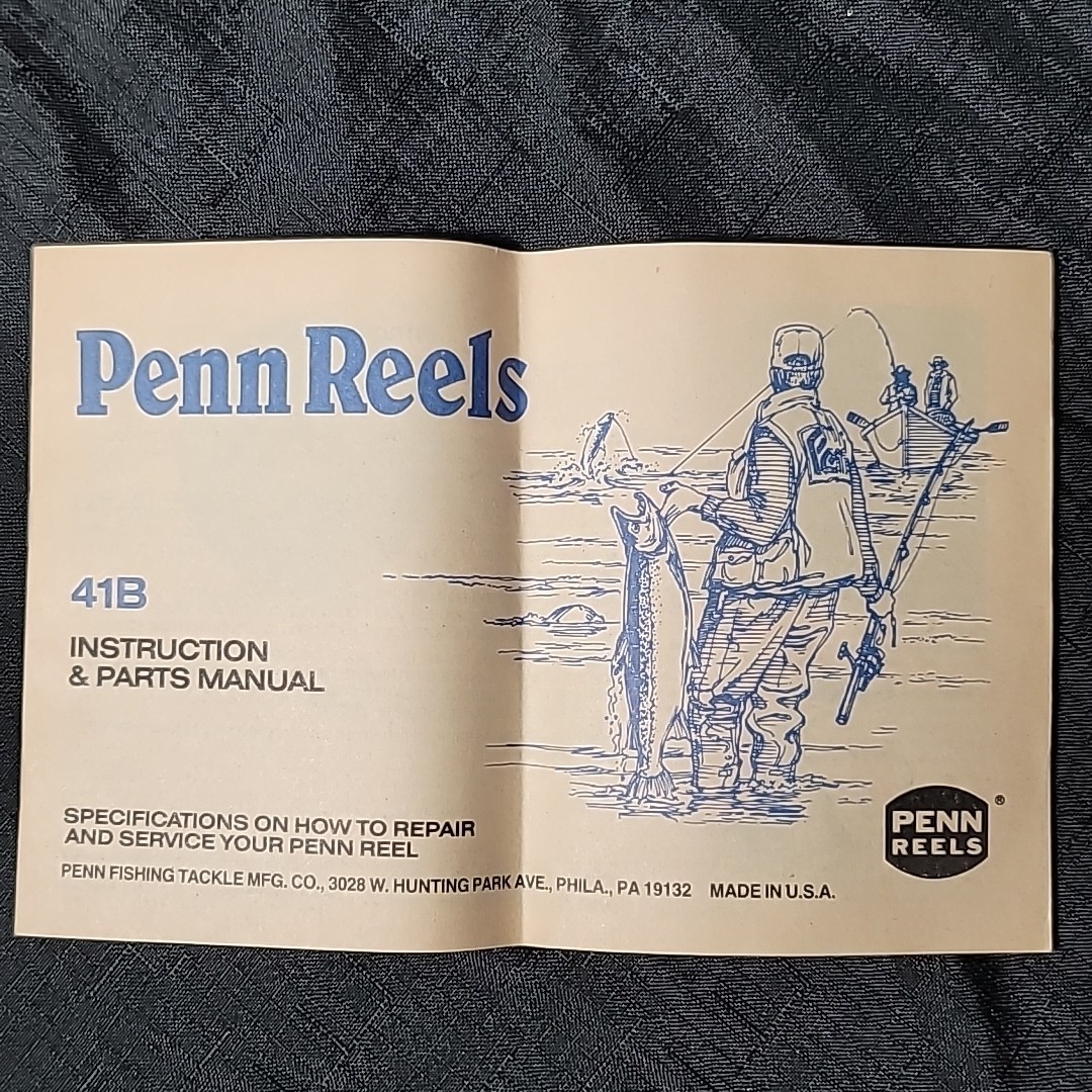 1987 Penn 41B Reels Instruction Manual & Repair Parts List Fishing Booklet