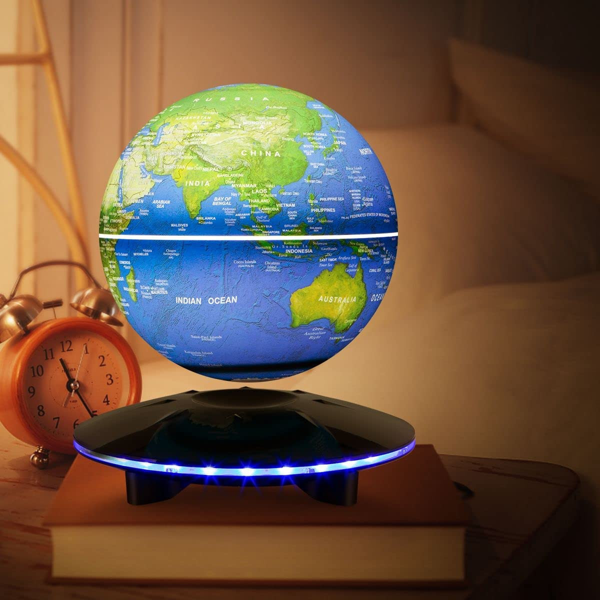 Magnetic Levitating Globe, 6 Inch LED Levitation Floating World Map Globe, Auto
