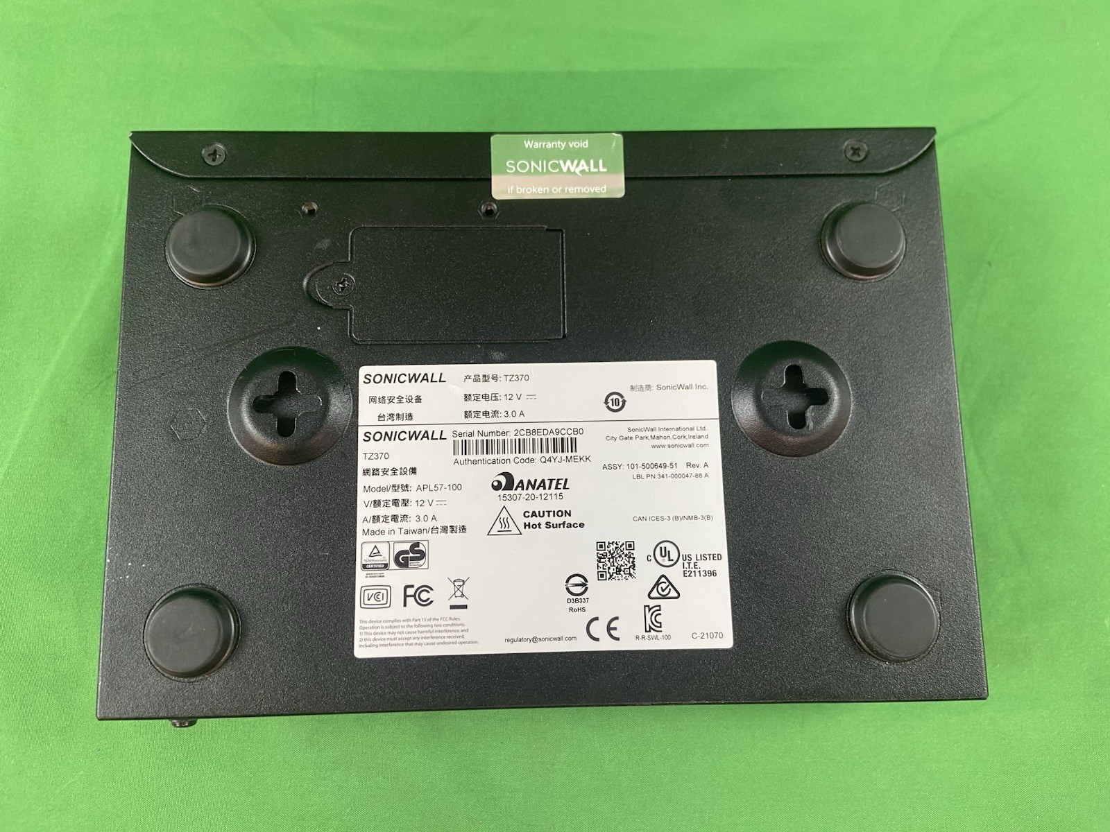 SonicWall TZ370 Network Security Appliance No Power Adapter READ