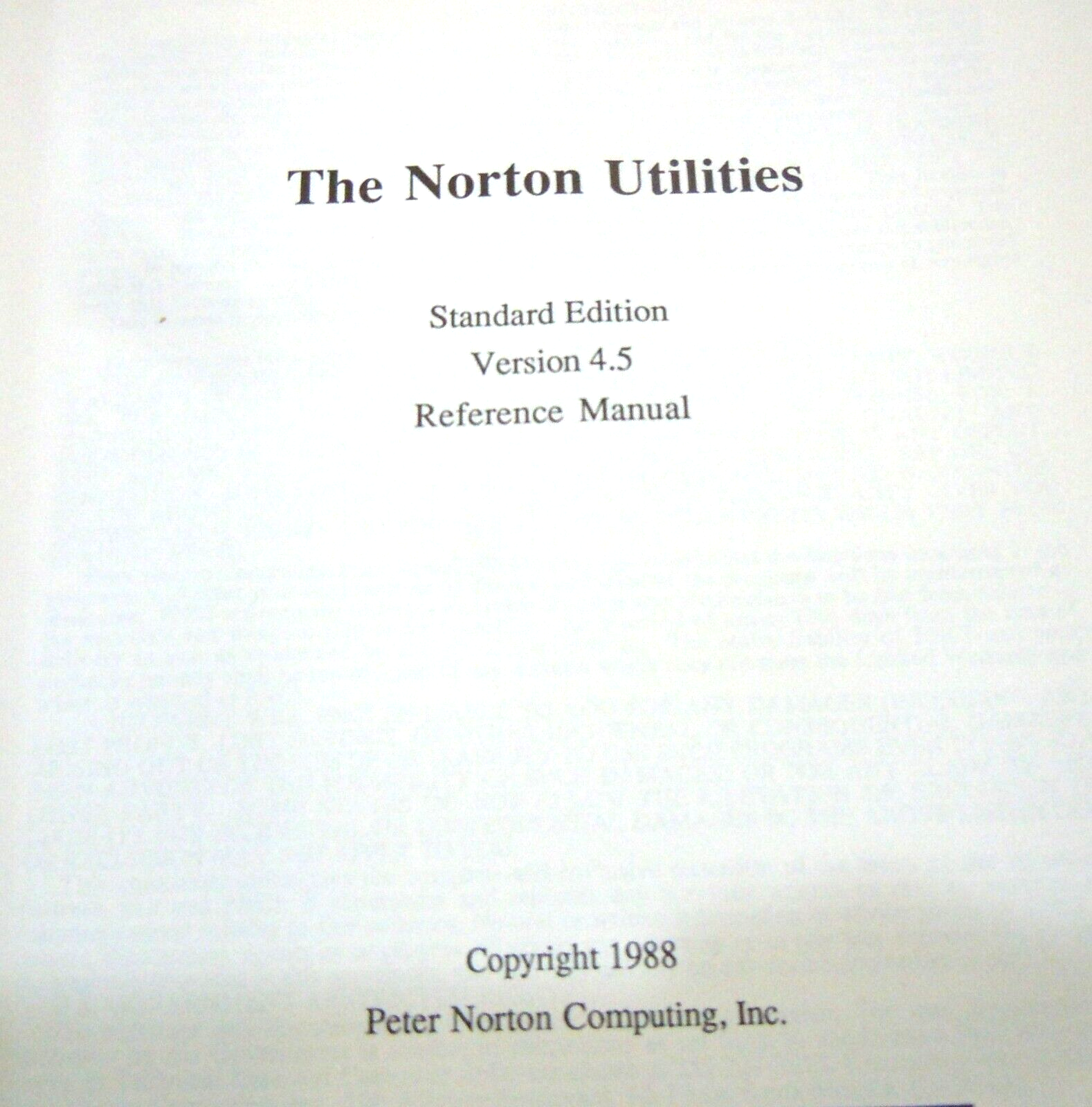 Norton Utilities Standard Edition Version 4.5 Standard & Advanced 1.44M Disks
