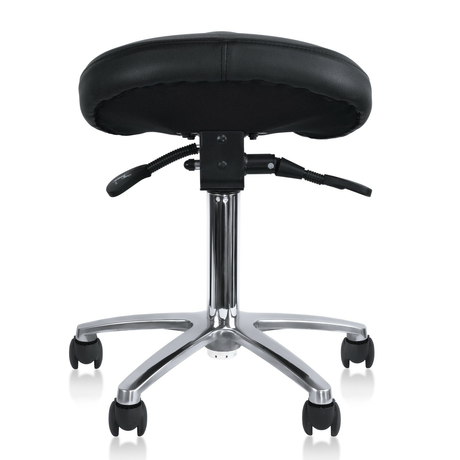 Adjustable Back Less Ergonomic Rolling Saddle Stool Chair with Tilting Seat
