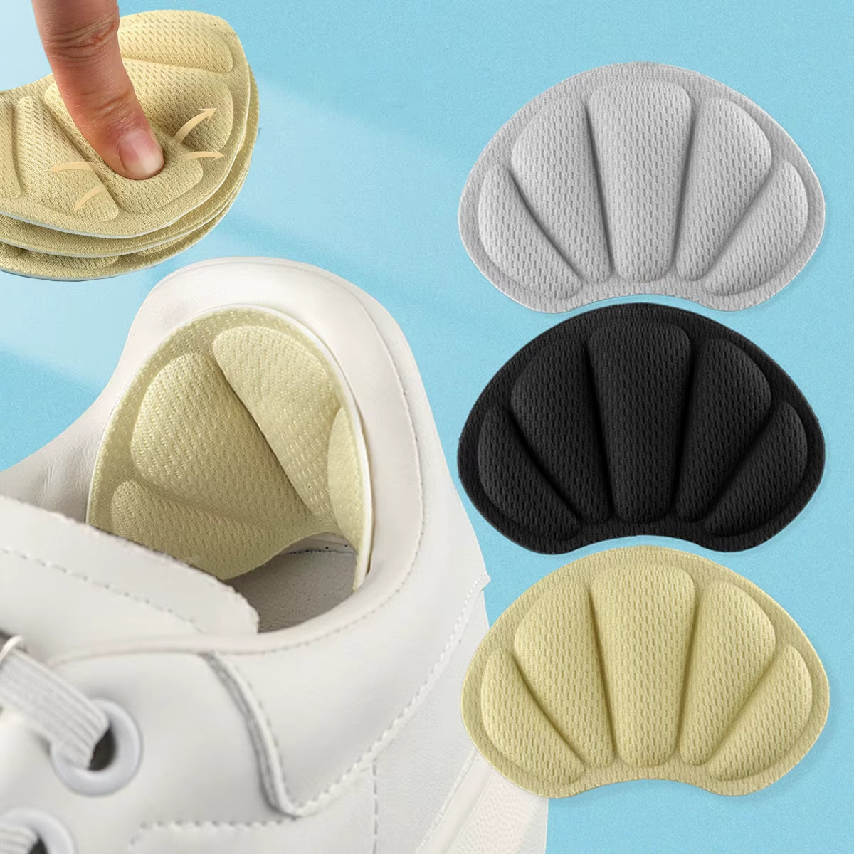 2 Pairs Back of Heel Cushion Inserts Mesh Heel Grips Pads for Boots Loose Shoe