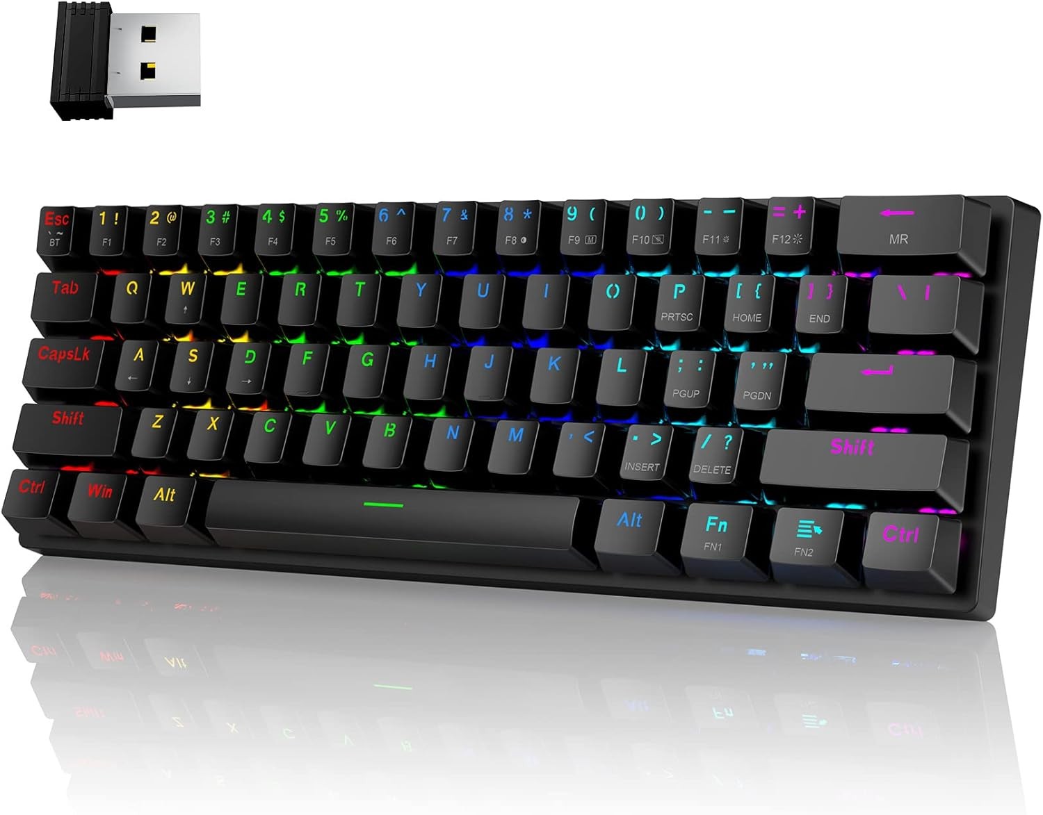 Pauroty 60% Wireless Mechanical Keyboard, Triple Mode 2.4G/USB-C/Bluetooth Ga...