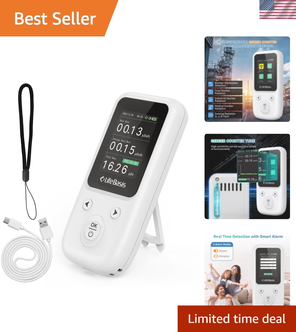 Compact Rechargeable Geiger Counter - Real-Time Radiation Detector with Smart...