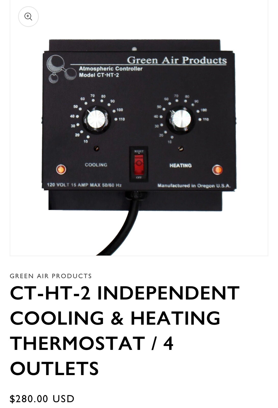 CT-HT-2 INDEPENDENT COOLING & HEATING THERMOSTAT / 4 OUTLETS