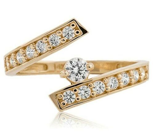 0.80ct Round Lab Created Diamond Women's Bypass Toe Ring 14k Yellow Gold Finish