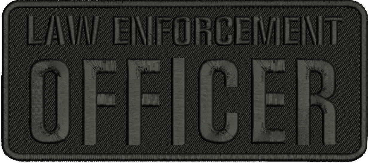 LAW ENFORCEMENT OFFICER EMBROIDERY PATCH 4X10 HOOK ON BACK BLK/BLK