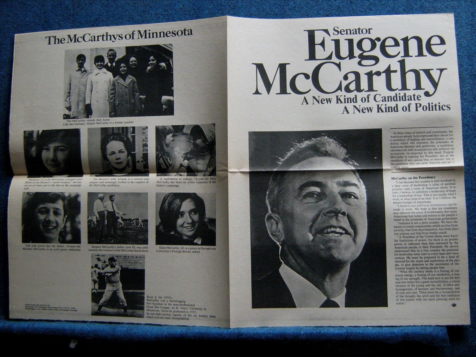 1968 Eugene McCarthy For Pres.- 4 Pg Campaign Newsp.- Viet-Nam Civil Rights Etc.