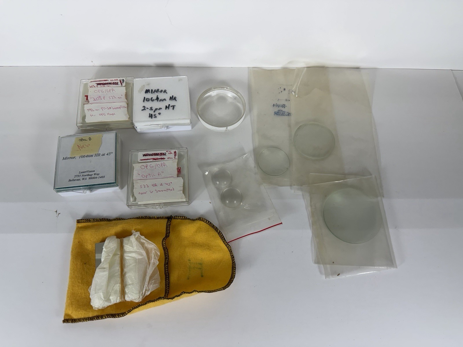 Lot Of Laser Mirror Convex Lenses Scientific W/ Cases Etc